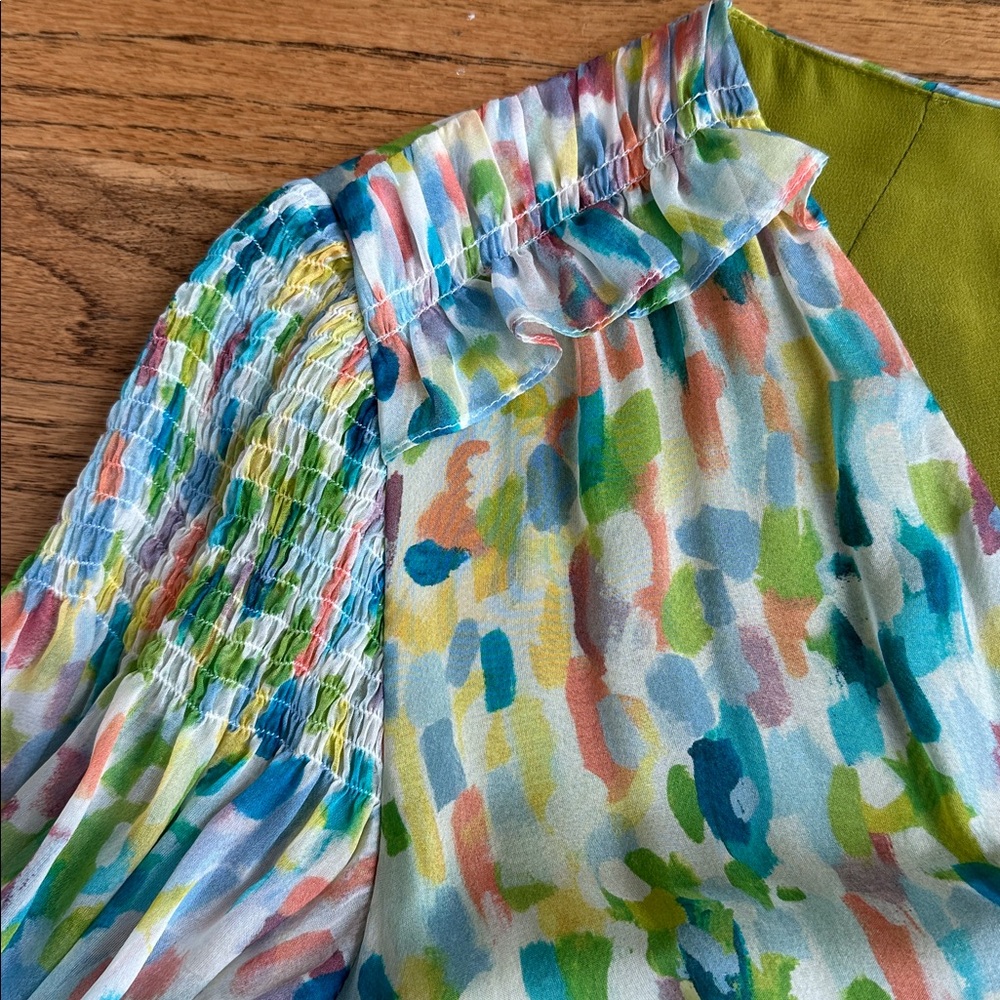 The Fold London The Versailles Abstract Print Silk Midi Dress US 10 - Picture 9 of 11